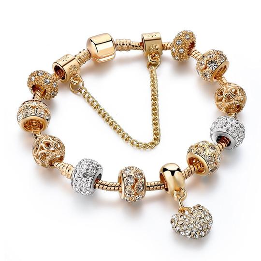 TE™️:Gold Crystal Heart Charm Bracelets & Bangles