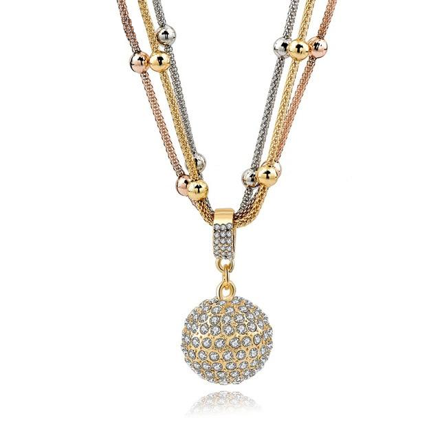 TE™️:Gold Crystal Necklace with Romantic Rhinestone Pendant