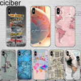 ciciber World Map Travel Phone Cases for iPhone 11 Pro Max Cover For iPhone XR 8 7 6 6S Plus X XS Max 5S SE Soft TPU Shell Coque