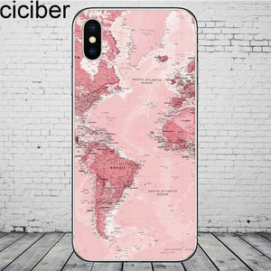 ciciber World Map Travel Phone Cases for iPhone 11 Pro Max Cover For iPhone XR 8 7 6 6S Plus X XS Max 5S SE Soft TPU Shell Coque