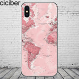 ciciber World Map Travel Phone Cases for iPhone 11 Pro Max Cover For iPhone XR 8 7 6 6S Plus X XS Max 5S SE Soft TPU Shell Coque