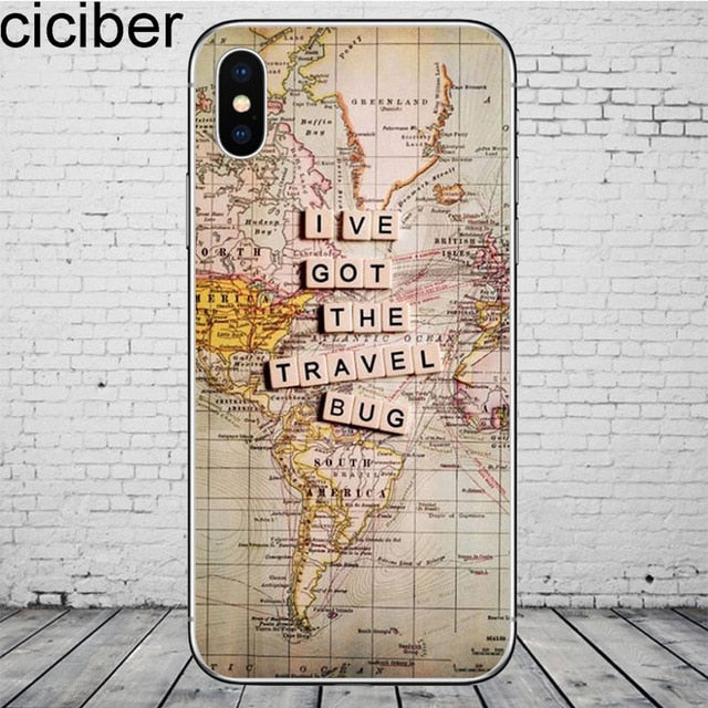 ciciber World Map Travel Phone Cases for iPhone 11 Pro Max Cover For iPhone XR 8 7 6 6S Plus X XS Max 5S SE Soft TPU Shell Coque