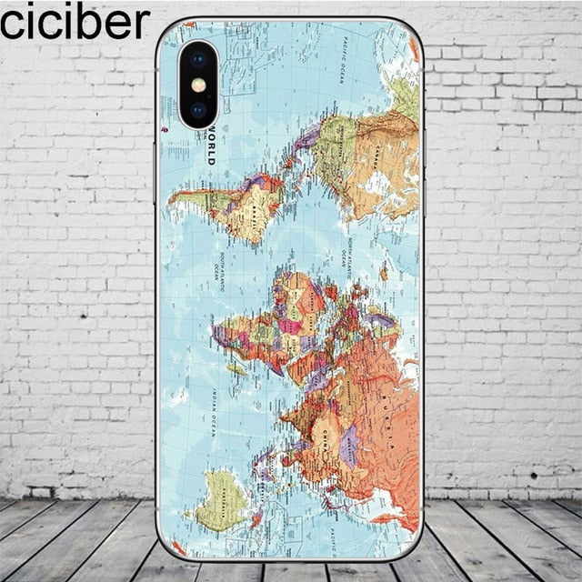 ciciber World Map Travel Phone Cases for iPhone 11 Pro Max Cover For iPhone XR 8 7 6 6S Plus X XS Max 5S SE Soft TPU Shell Coque