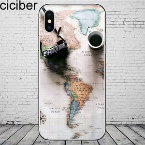 ciciber World Map Travel Phone Cases for iPhone 11 Pro Max Cover For iPhone XR 8 7 6 6S Plus X XS Max 5S SE Soft TPU Shell Coque