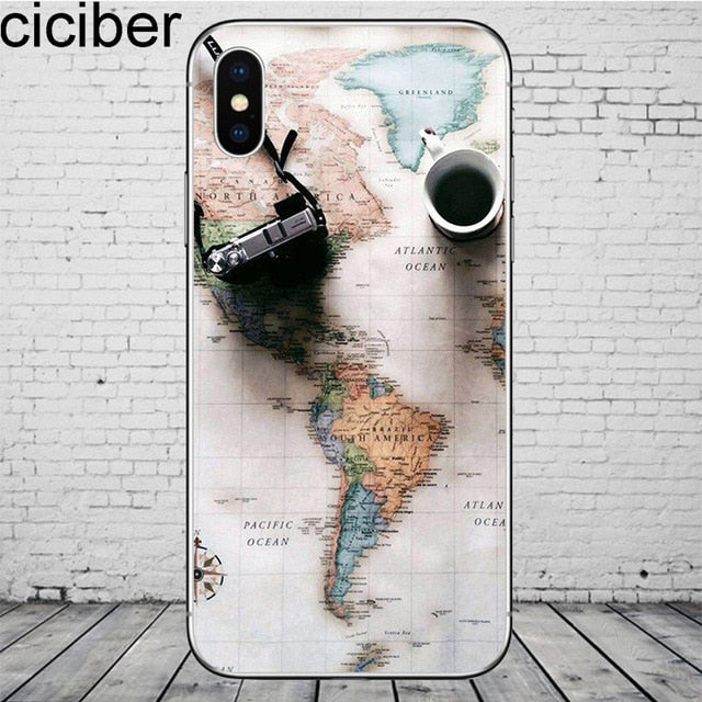 ciciber World Map Travel Phone Cases for iPhone 11 Pro Max Cover For iPhone XR 8 7 6 6S Plus X XS Max 5S SE Soft TPU Shell Coque