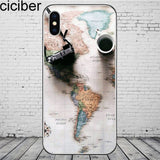 ciciber World Map Travel Phone Cases for iPhone 11 Pro Max Cover For iPhone XR 8 7 6 6S Plus X XS Max 5S SE Soft TPU Shell Coque