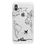 World Map Travel Plans Clear Soft Phone Case For iPhone For iPhone X XS Max 7 8 6 Plus XR Cases DIY Custom Name Line Phone Cover