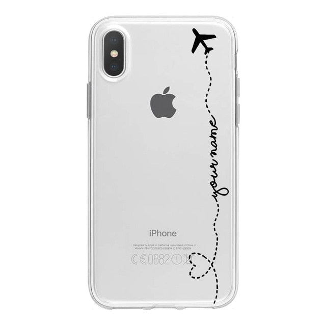 World Map Travel Plans Clear Soft Phone Case For iPhone For iPhone X XS Max 7 8 6 Plus XR Cases DIY Custom Name Line Phone Cover