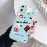 World Map Travel Plans Clear Soft Phone Case For iPhone For iPhone X XS Max 7 8 6 Plus XR Cases DIY Custom Name Line Phone Cover
