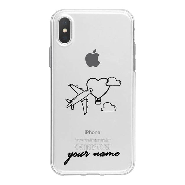 World Map Travel Plans Clear Soft Phone Case For iPhone For iPhone X XS Max 7 8 6 Plus XR Cases DIY Custom Name Line Phone Cover