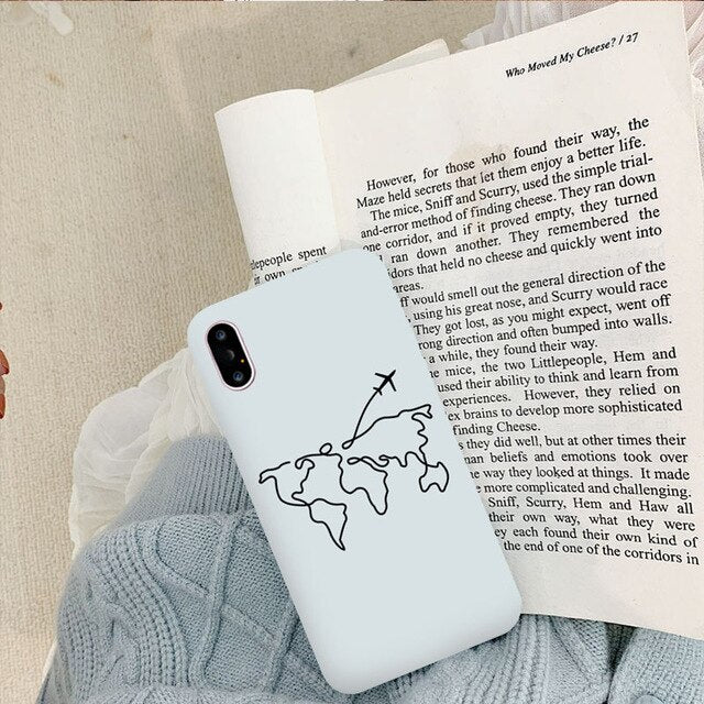 GYKZ World Map Travel Just Go Phone Case For iPhone XS MAX X 11Pro XR 7 8 6 6s Plus Fashion Black Silicone Soft Back Cover Coque