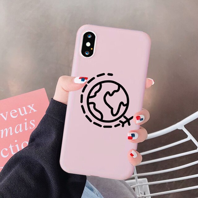 GYKZ World Map Travel Just Go Phone Case For iPhone XS MAX X 11Pro XR 7 8 6 6s Plus Fashion Black Silicone Soft Back Cover Coque