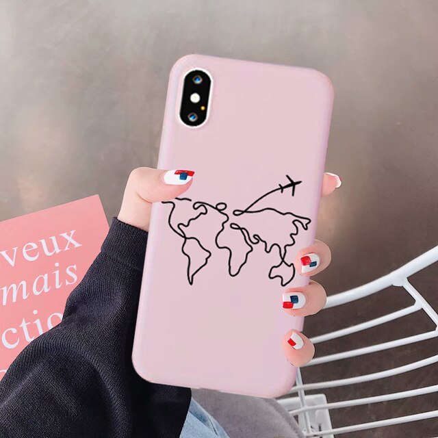 GYKZ World Map Travel Just Go Phone Case For iPhone XS MAX X 11Pro XR 7 8 6 6s Plus Fashion Black Silicone Soft Back Cover Coque